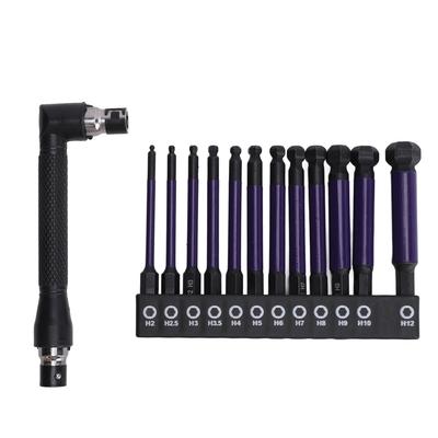 13Pcs Ball End Hex Screwdriver Bit S2 High Accuracy 14 Hex Shank Screwdriver Bit Set with Wrench