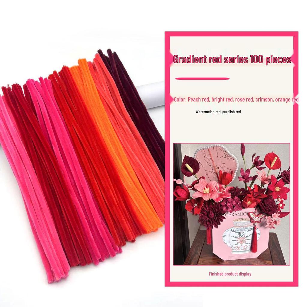 Thickened White Chenille Pipe Cleaners - Mixed Colors for DIY Bouquet Crafts