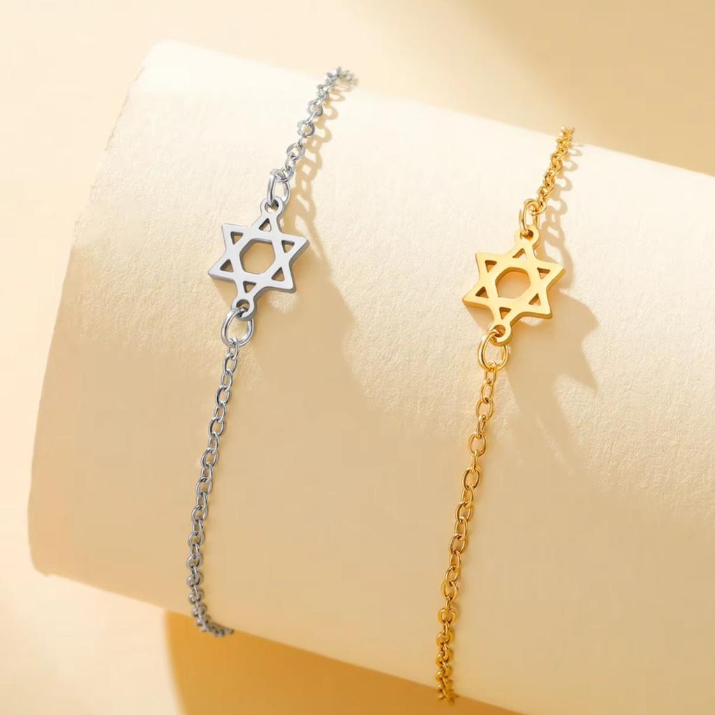 Cazador Stainless Steel Mini Star of David Charm Women's Bracelet Hexagram Jewish Beads Chain Hand Bracelet Jewelry Gift 2026