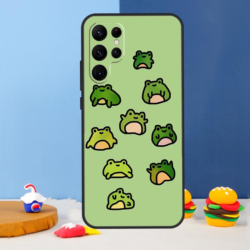 Cartoon Frogs Phone Case For Samsung Galaxy S25 Ultra S9 S10 S20 S22 S21 FE S23 Plus S24 Ultra Cover Coque