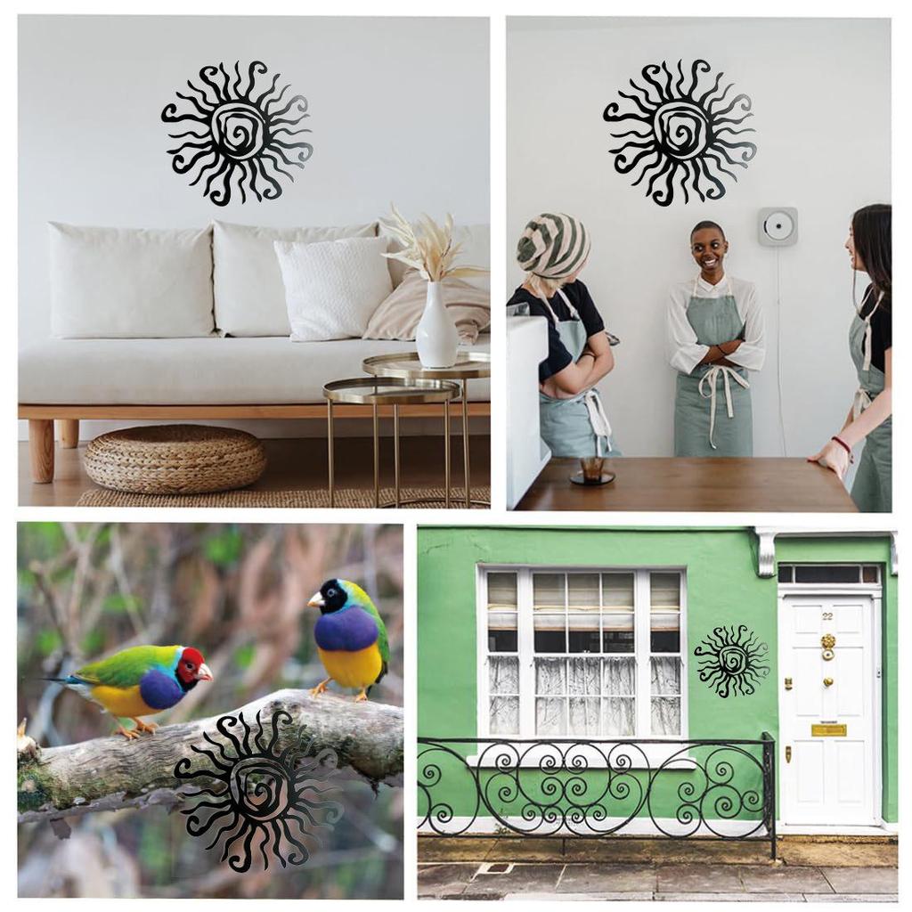 Quirky Sun Wrought Iron Ornament: Creative Home Courtyard Wall Hanging Decoration.