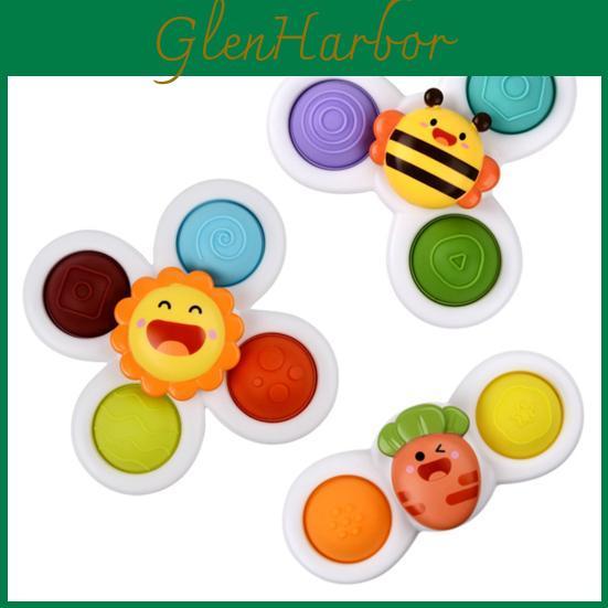 Flower Lovely Useful 3pcs Design Spinner Toy Suction Cup Spinning Top Bath Toy For Home