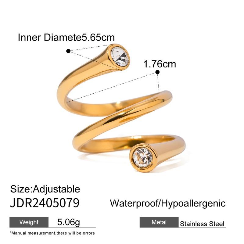 Stainless Steel Zirconia Open Ring, High-end Finger Ring, Titanium Steel Hand Accessory
