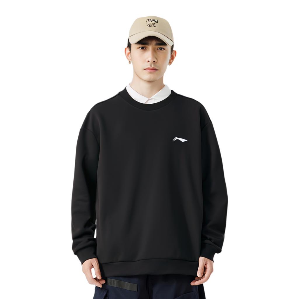 Li Ning Sweatshirts Men's Black Crew Neck Moderate Regular AWDUH59-1