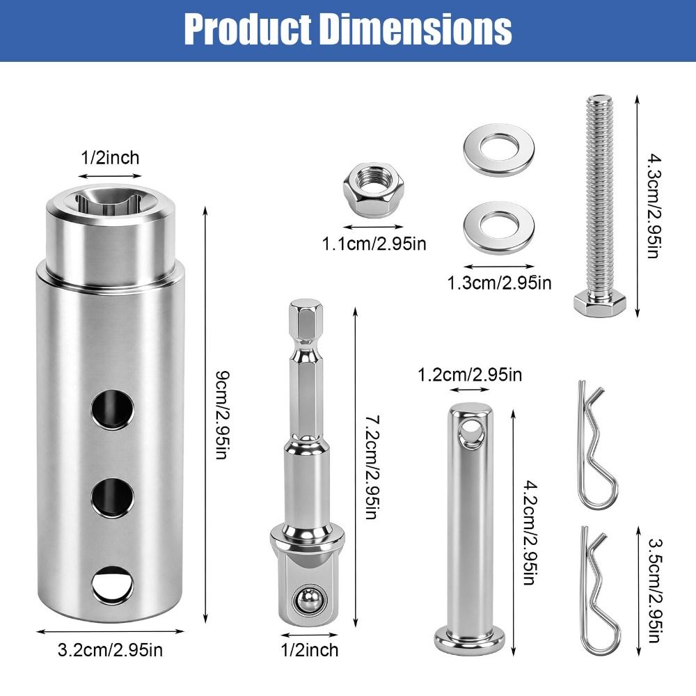 1/2-inch Socket Trailer Jack Drill Adapter Stainless Steel Socket Adapter Bit Trailer Accessories