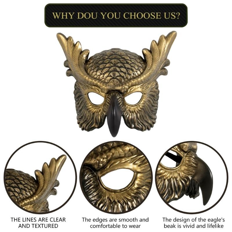 Masquerade Mask Owl Mask Bird Mask Beak Feather Half Face Mask Halloween Cosplay Costume Costume Mask for Mardi Gras