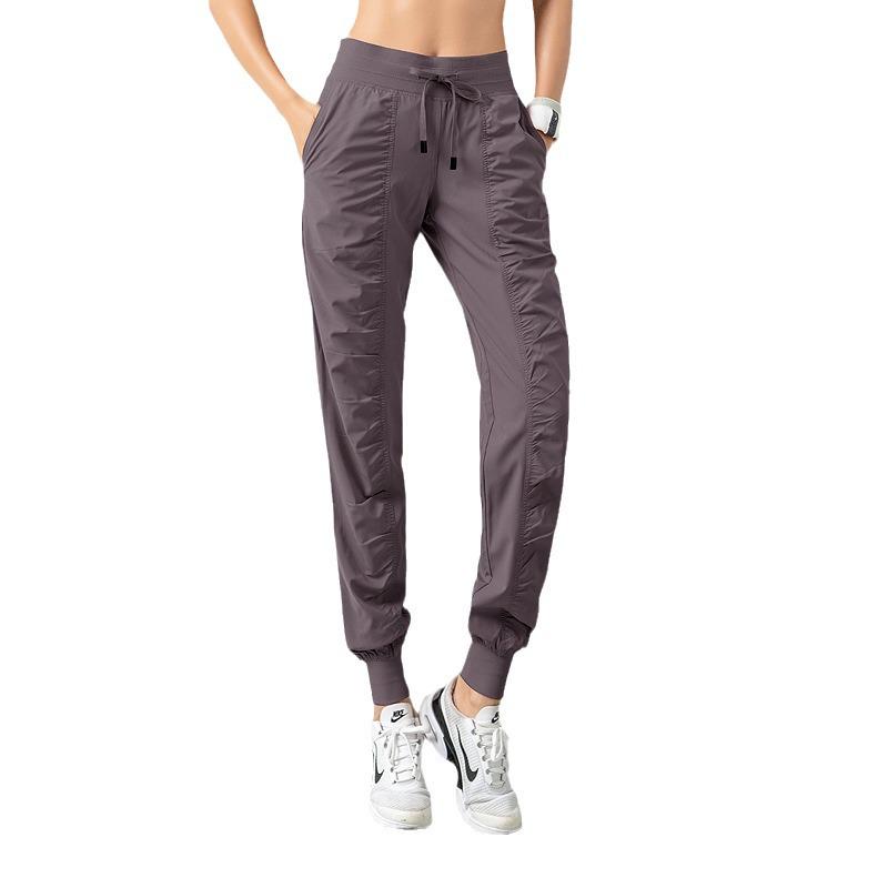 Lulu Women's Lightweight Quick-Dry Pleated Joggers - Breathable, Loose, Slimming, Casual Fitness Pants for Summer Running
