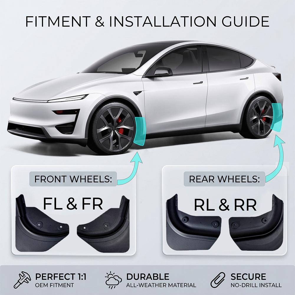 Wheel Fender Mudflaps For Tesla Model Y L YL 2026 LWB Long Wheelbase Exterior Upgrade Protective Splash Guards Set 4PCS