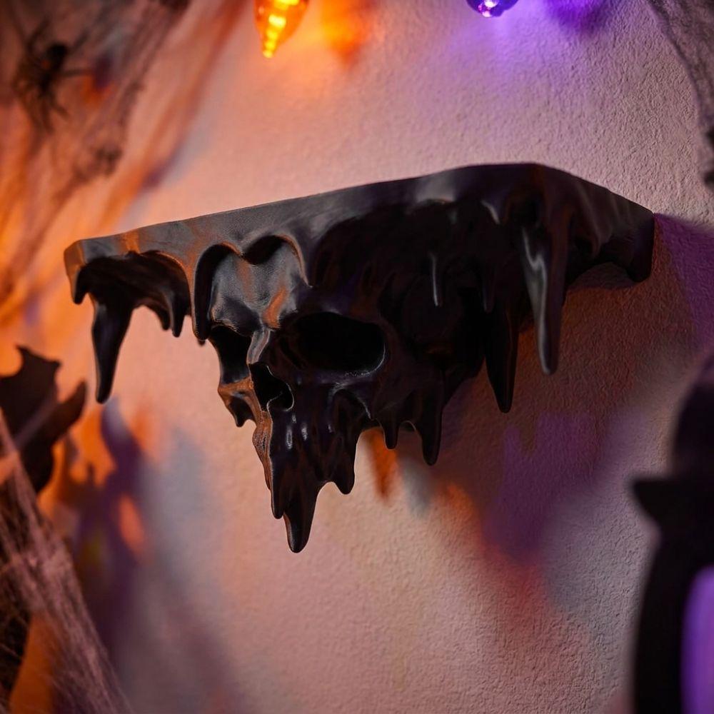 Plastic Skull Drip Floating Shelf Dark Gothic Wall-Mounted Display Stand Living Room
