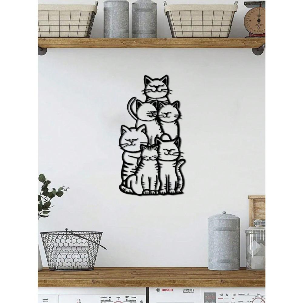 Minimalist Cat Silhouette Wall Art - Whimsical Metal Hanging Decor For Cat Lovers, Perfect For Outdoor Holiday Displays
