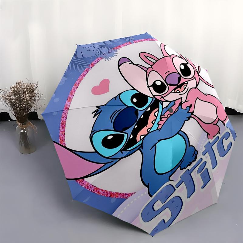 1pc Stitch,Lilo Automatic Folding Umbrella: Compact 8-Bone Design Cartoon Outdoor Travel Companion, Business Umbrella, Christmas Valentine's
