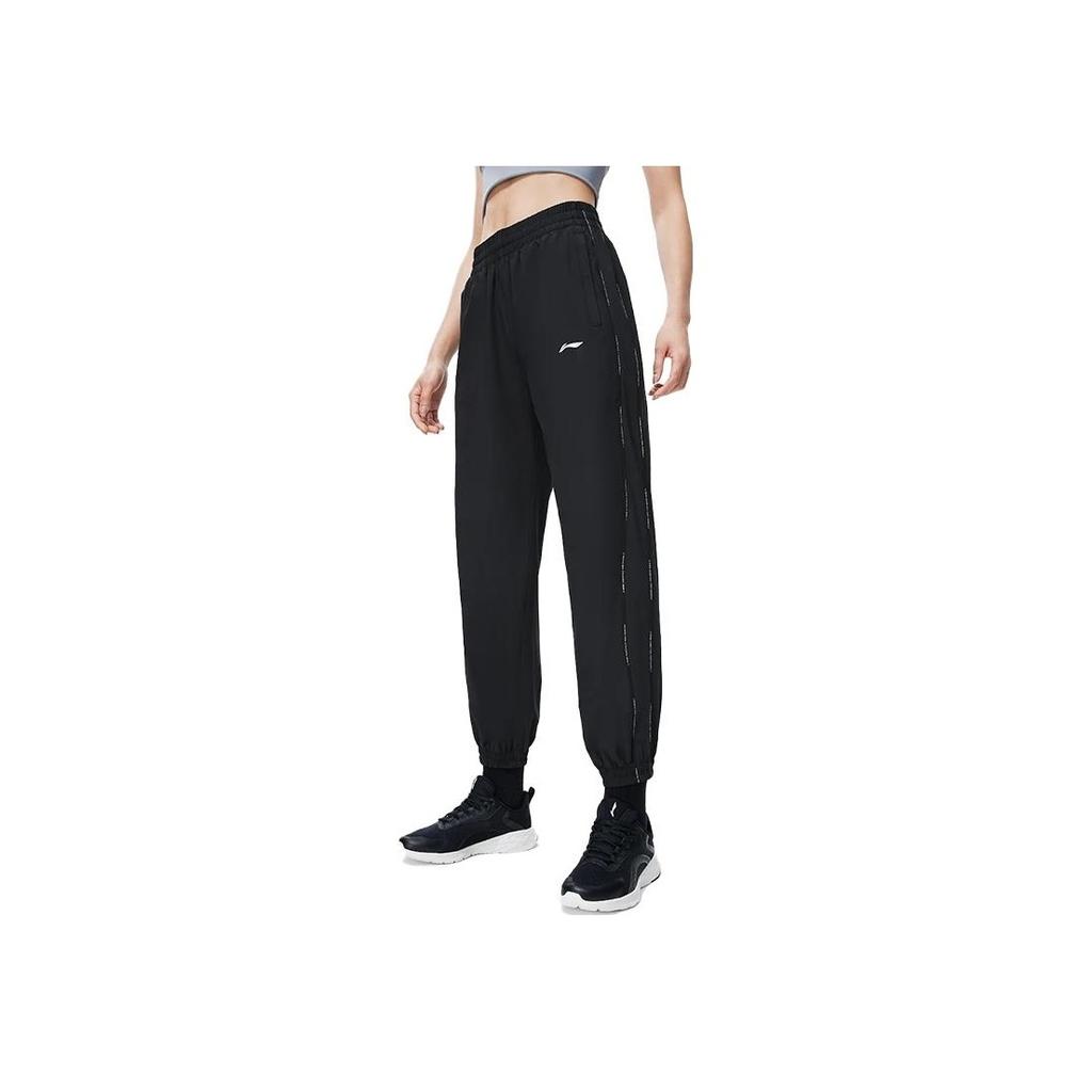 Li Ning Fitness Series Solid Color Quick-Dry Cool Loose Sports Pants Women Pants Black AYKT216-1