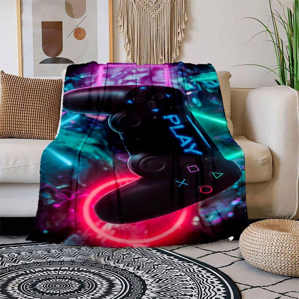

Neon Lights Gaming Controller: Dive into Vibrant Gameplay! Blanket Flannel Throw Blanket for Sofa, Bed, Travel, Camping, Office, Couch, Cha 150x180cm