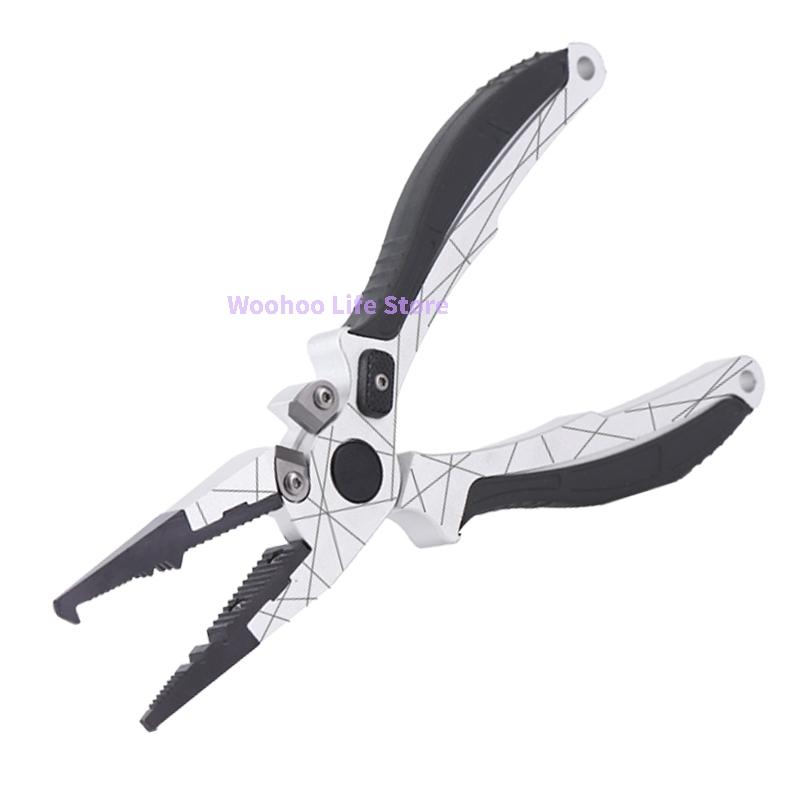 

Fishing Tools Pliers with Braid Cutter Tungsten Steel Split Ring Opener Pliers for Lure Fishing Ultralight Aluminum with Sheath срібний