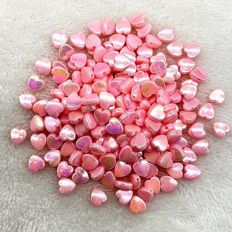 50pcs 8mm AB Colour Heart Shape Acrylic Beads Loose Spacer Beads for Jewelry Makeing DIY Bracelet Necklace Accessories