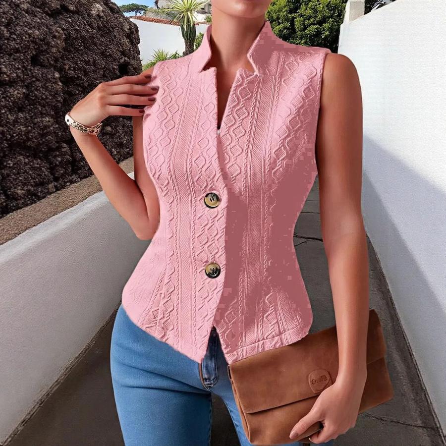 New Women's Commute V-Neck Button-Down Sleeveless Vest Jacket Top