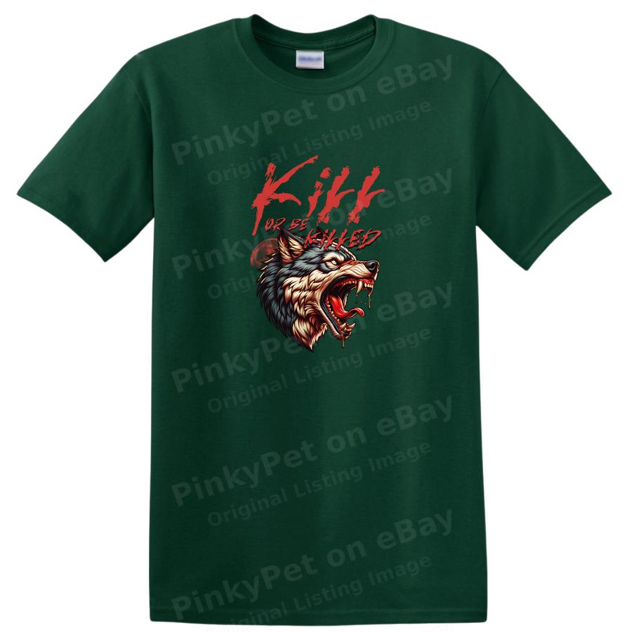 Kill or Be Killed Wolf Grafik T-Shirt Cooles Retro Tier Grafik T-Shirt