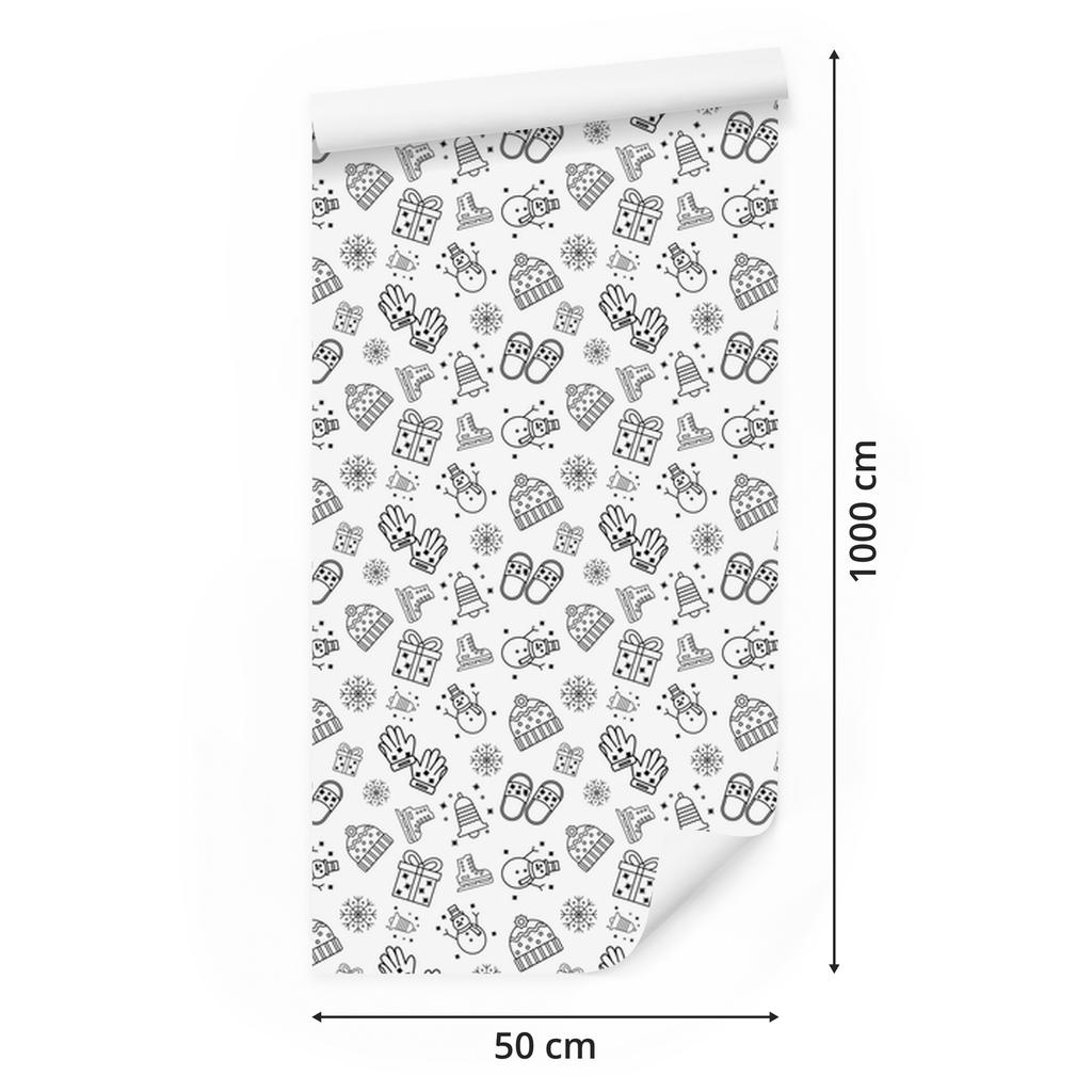 Christmas Wallpaper Light Gray and White for Living Room and Bedroom 50x1000