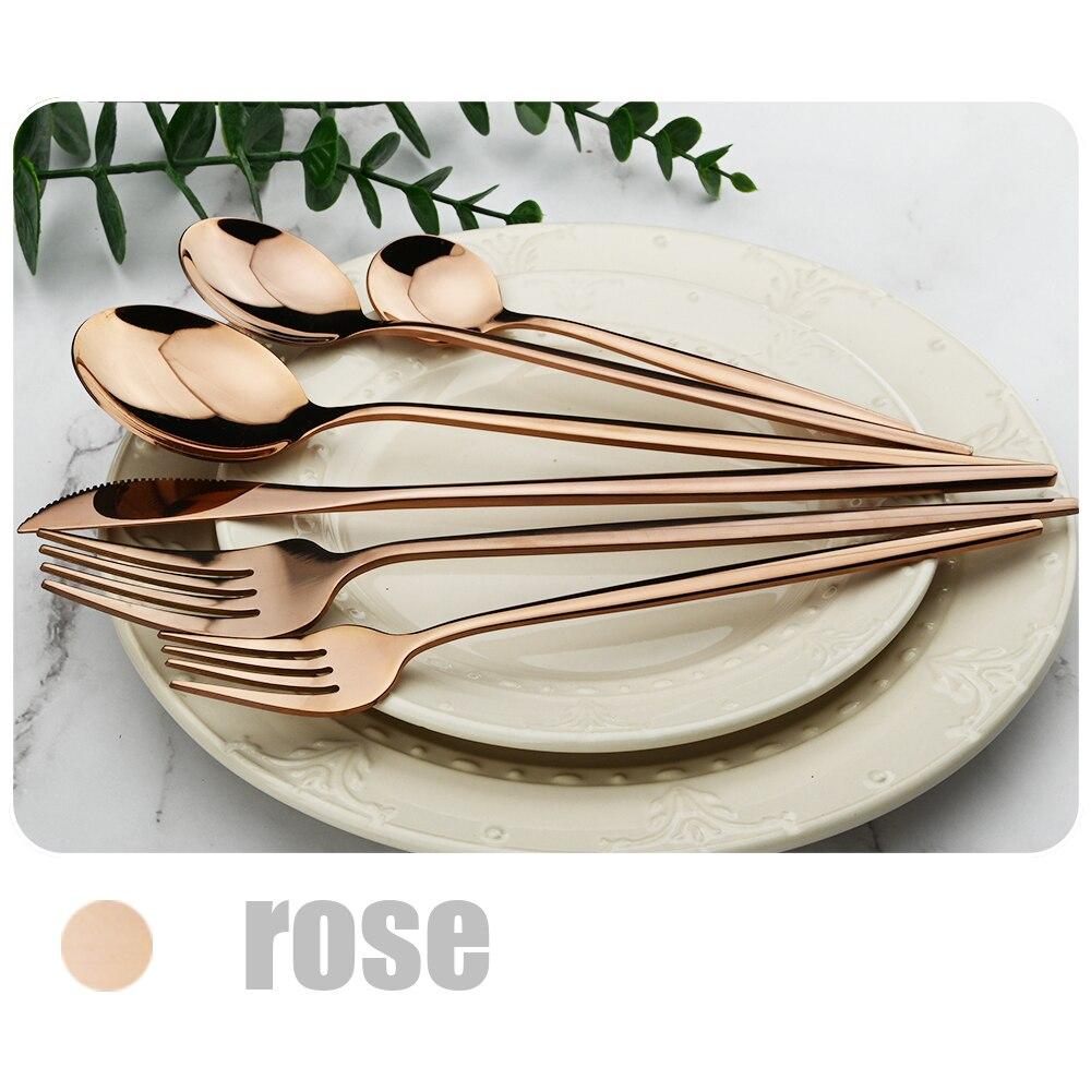 Mátově zelená zlatá sada nádobí Sada příborů na cesty, kemping, nůž, vidlička, lžíce, přenosná šedá taška, sada nádobí z nerezové oceli