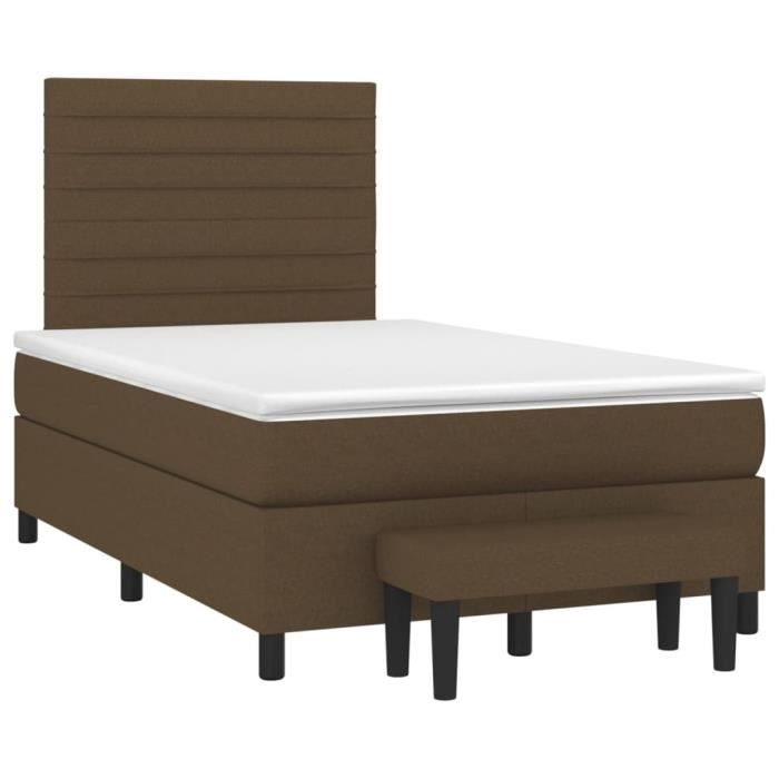 3136664 vidaXL Lit à sommier tapissier avec matelas Marron foncé 120x200 cm
