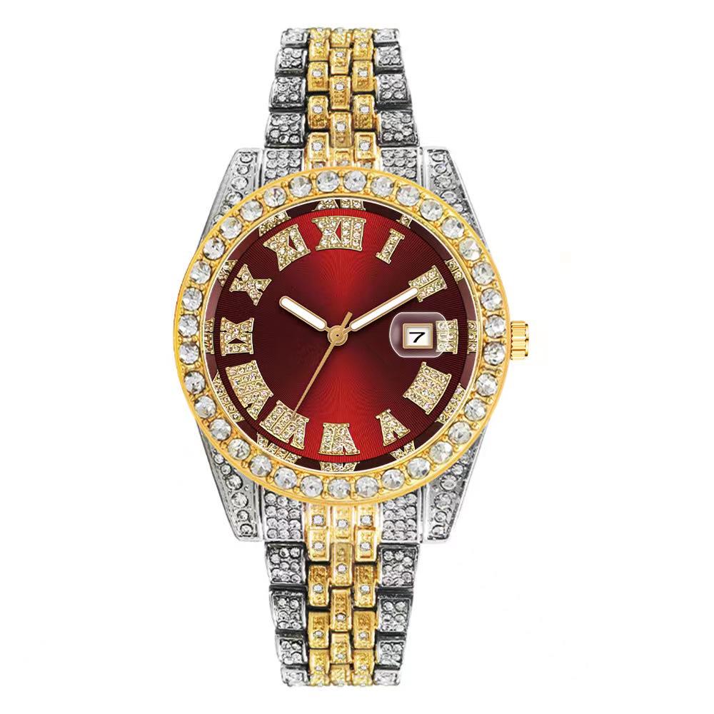 Luxury Roman Numeral Diamond Calendar Women's Quartz Fashion Watch