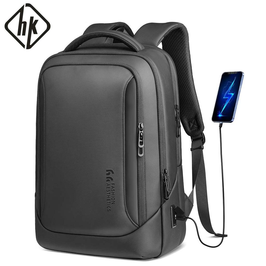 HcanKcan Multifunctional 15.6 Inch Laptop Backpack Waterproof Business Men Backpack Large Capacity Work Travel Backpack with USB Port