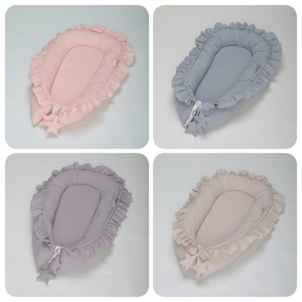 Cozy Cotton Lace Newborn Baby Lounger Portable Crib Bed In Pink Beige Gray Teal