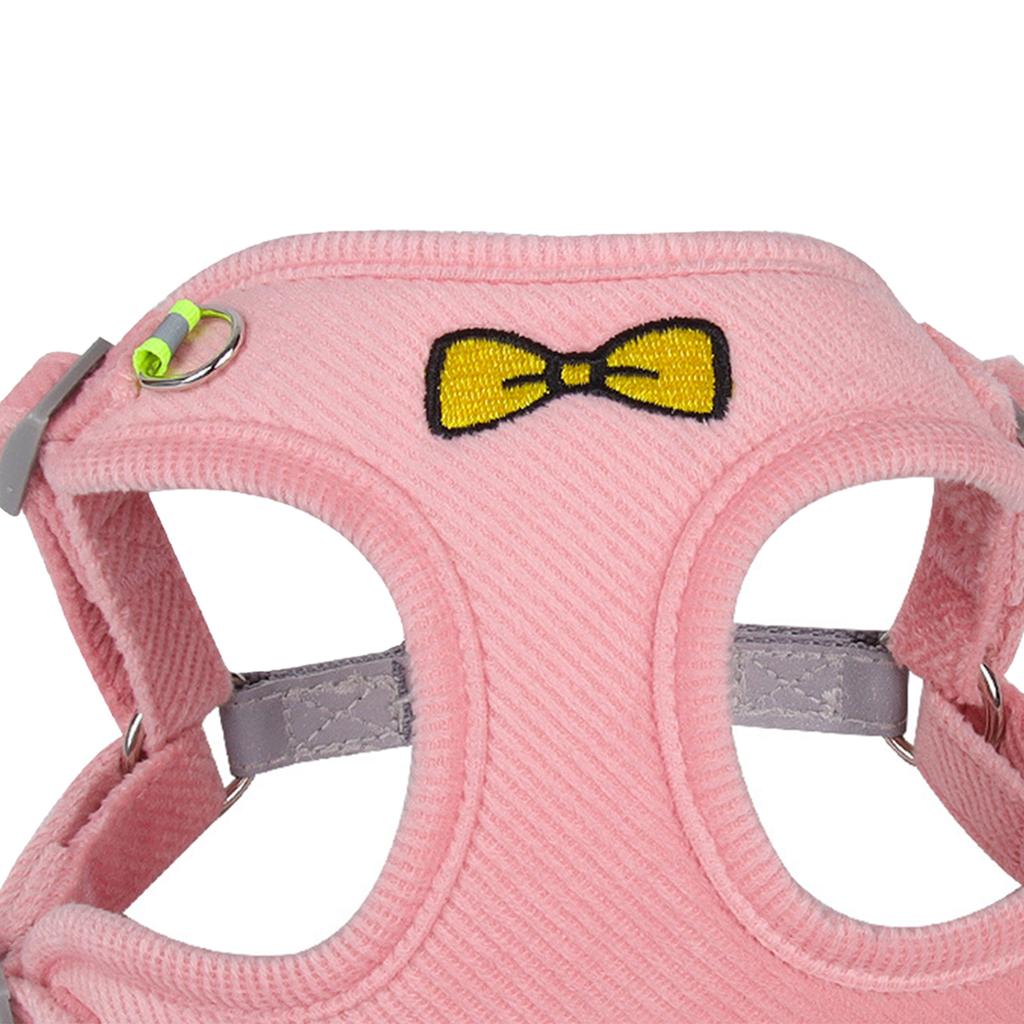 Small Dog Harness Reflective Dog Harness Reflective Pet Vest with Traction Rope for Walking Pink M