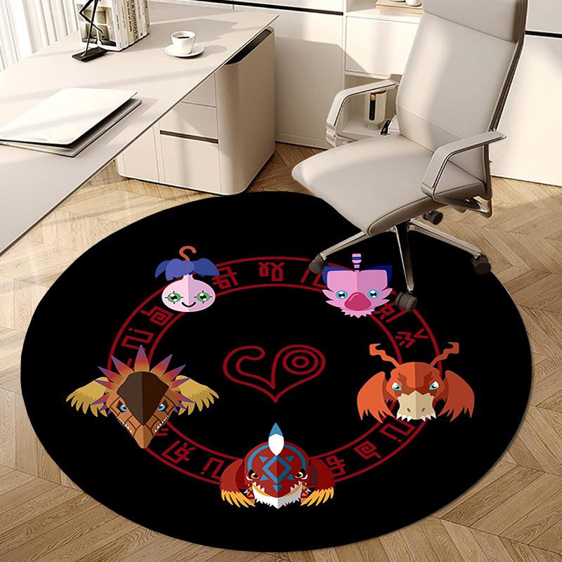 1pc Four Elemental Spirits Round Carpet, Made of Polyester,Perfect for Decorating Office Chairs, Living Rooms,Vibrant Decorative Rug