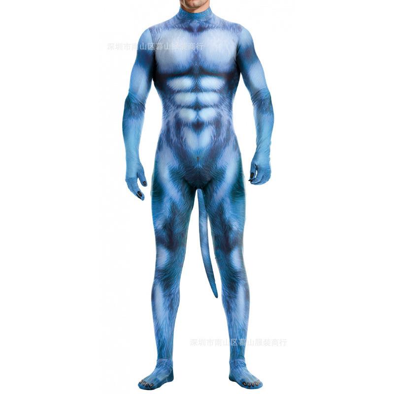 

Косплей Карнавальный Костюм для Взрослых Боди Унисекс Комбинезон Сексуальный с Хвостом Хаски Животный Принт Полиэстер Костюмы XXL