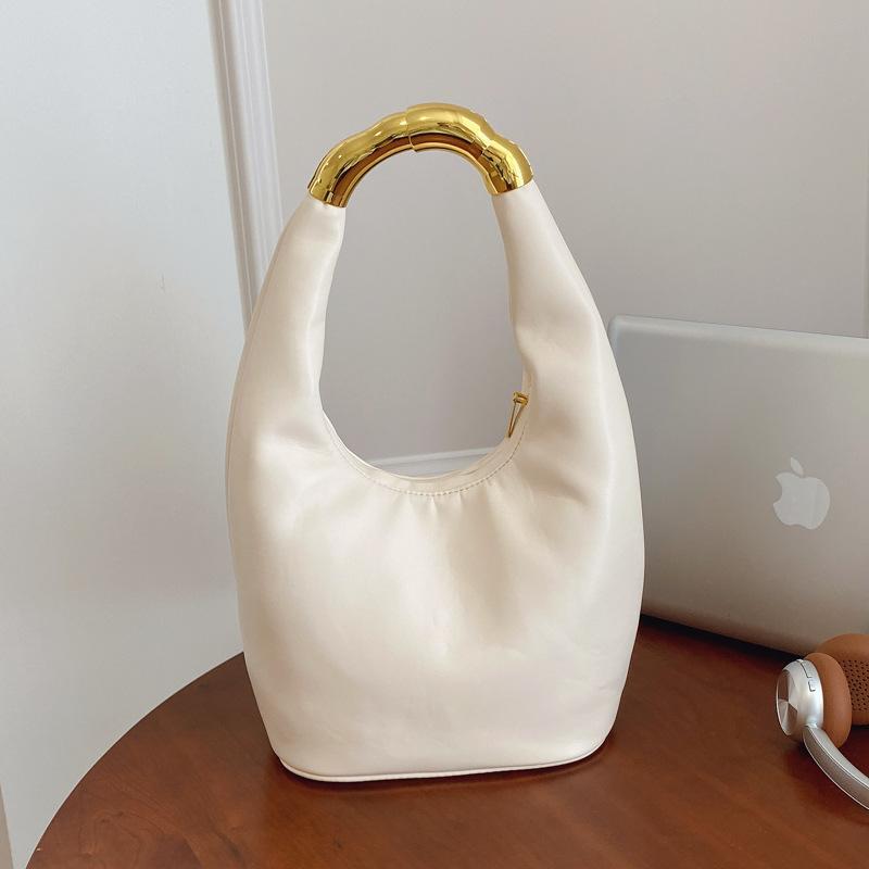 Commute Hand-held Tote Bag, Metal Bucket Bag, Simple and Versatile Crossbody Bag