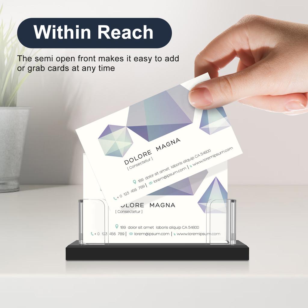 2Pcs Acrylic Business Card Holder Transparent Desk Cards Display Stand Office Flyer Pamphlet Rack Note Trade Shows