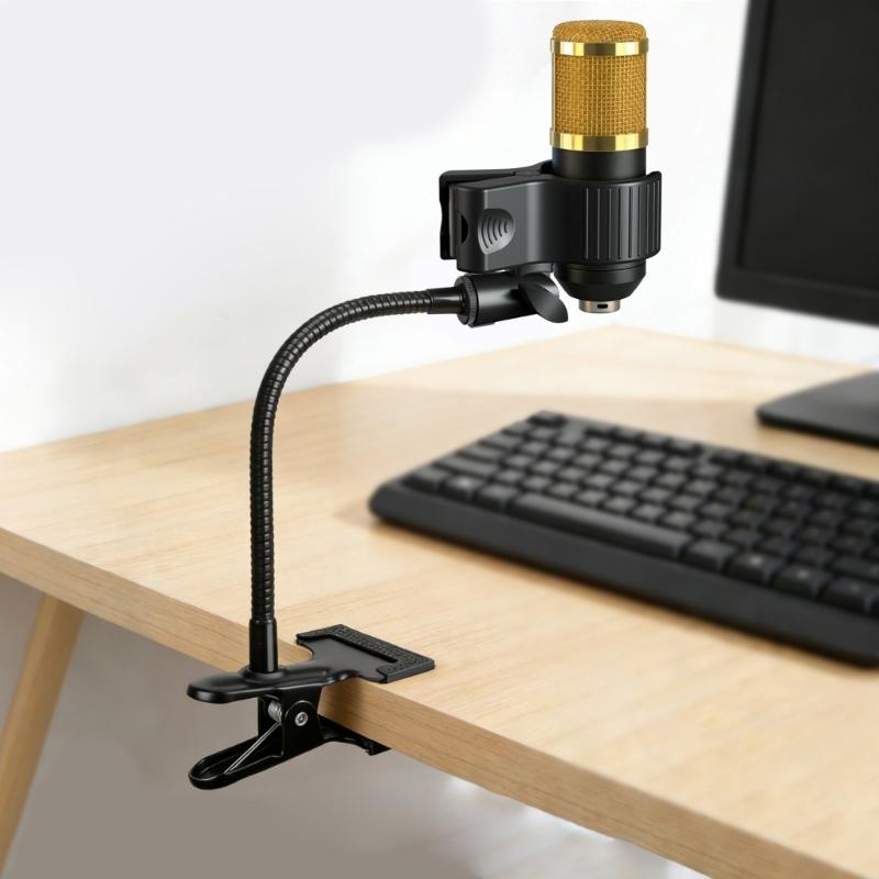 Flexible 360 Degree Rotatable Gooseneck Arm Stand Heavy Duty Clamp Microphone Holder for Podcast Video Streaming