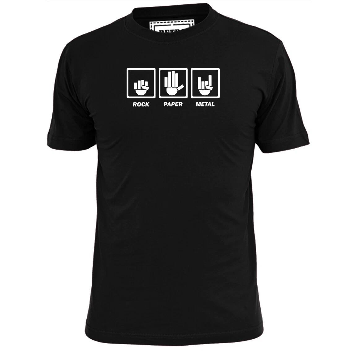 Mens Rock Paper Metal T shirt Music Spoof Heavy L