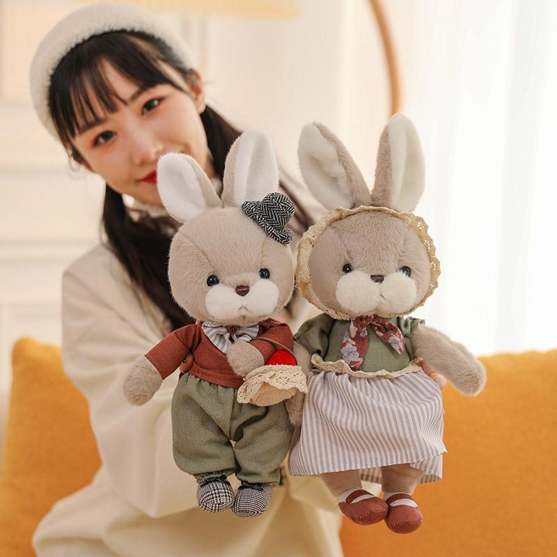 Genuine Cute Pet Couple Rabbit Doll Teddy Bear Girl Heart Doll Wedding Throw Catch Doll Gift