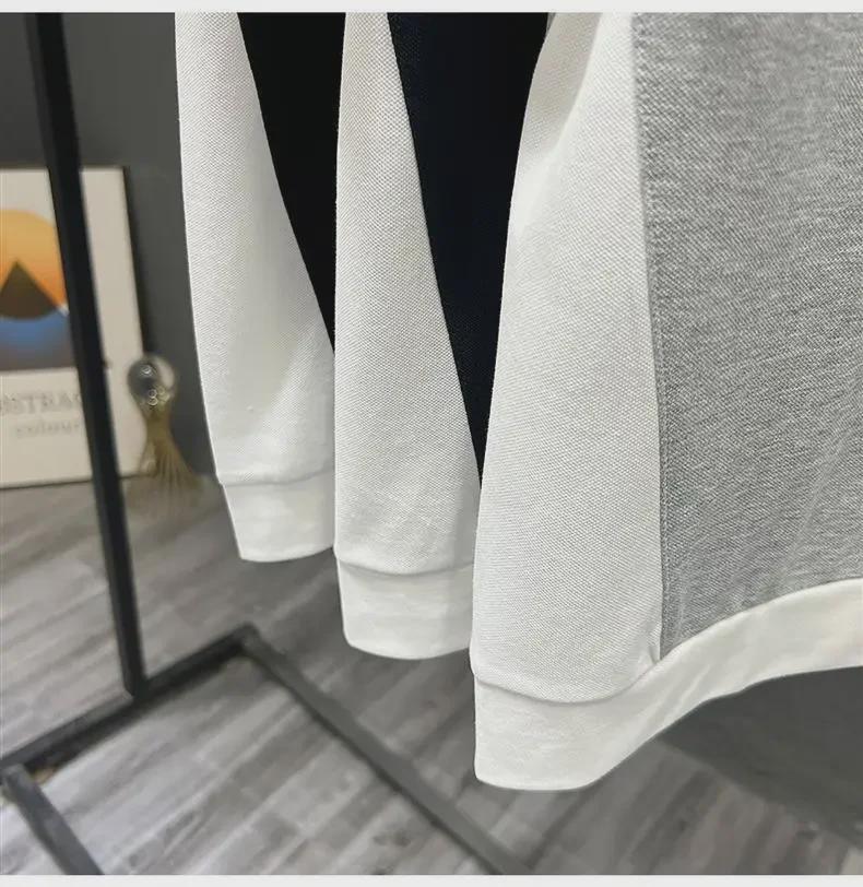 Herr Sommar Mode Halvdragkedja Färgblock Polo Skjorta, Kort Ärm Avslappnad Passform