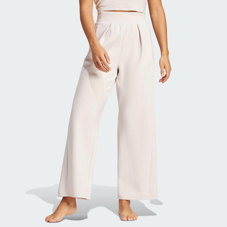 Adidas Yga Hose Einfarbig Yoga Fitness Locker Weites Bein Gestrickte Sporthose Damen Hose Beige IU1824