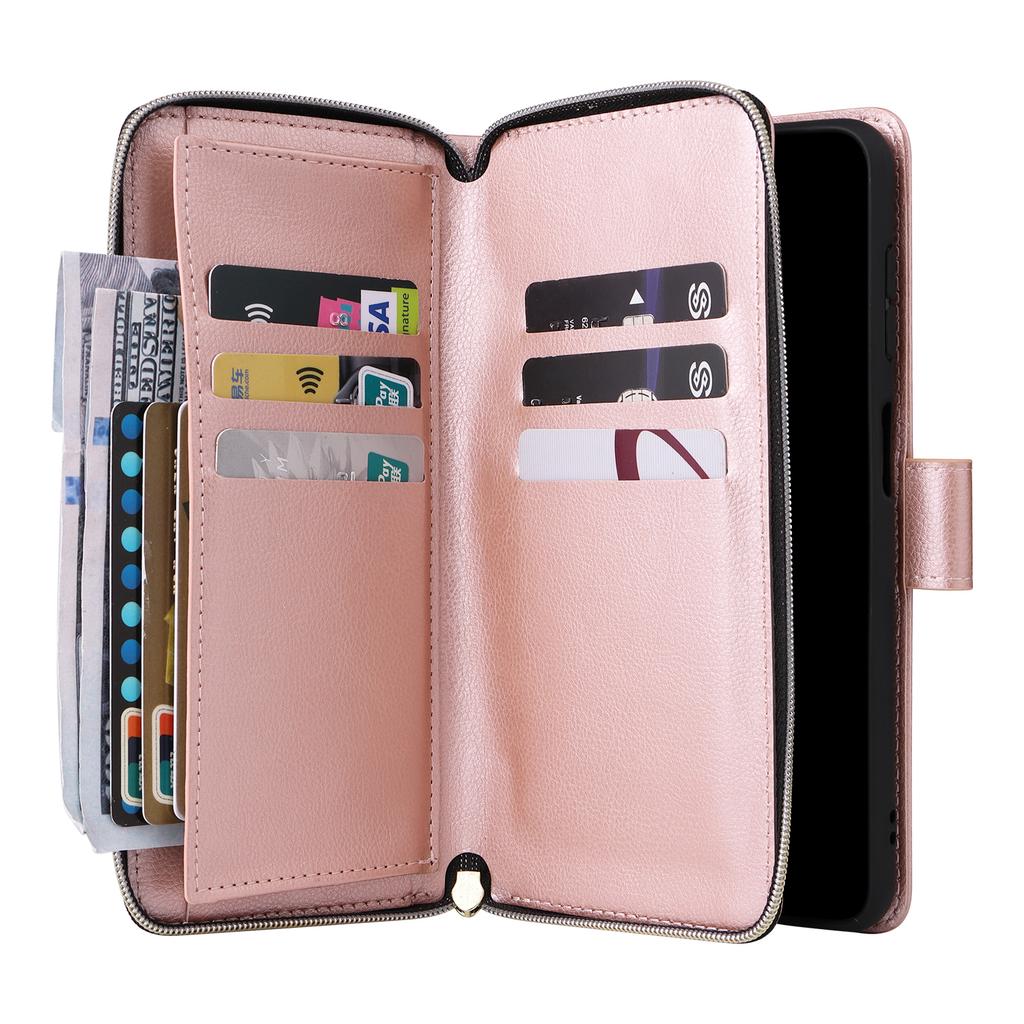 For Samsung Galaxy A14 5G Case 9 Card Slots PU Leather Zipper Phone Cover
