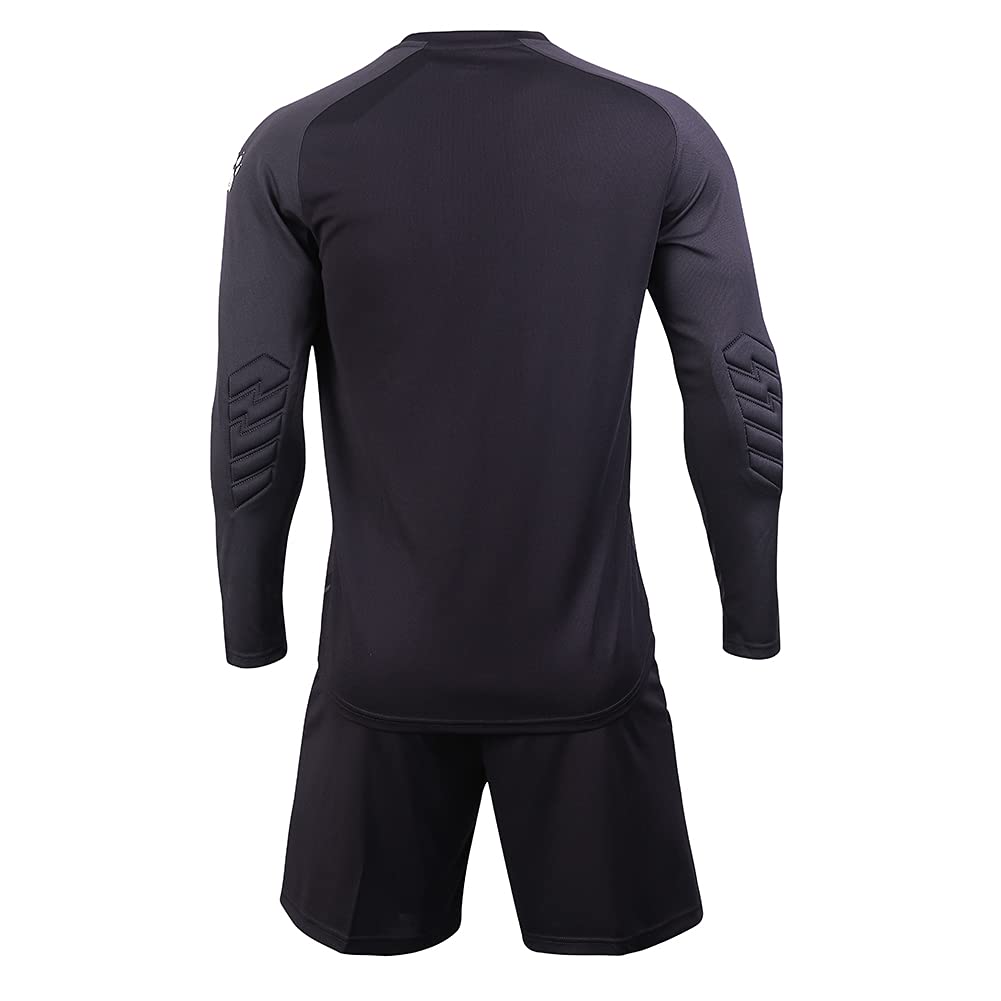 [Kelme] Men's Goalkeeper Wear Set: Long-Sleeve Goalkeeper Shirt & Pants (Black, L)