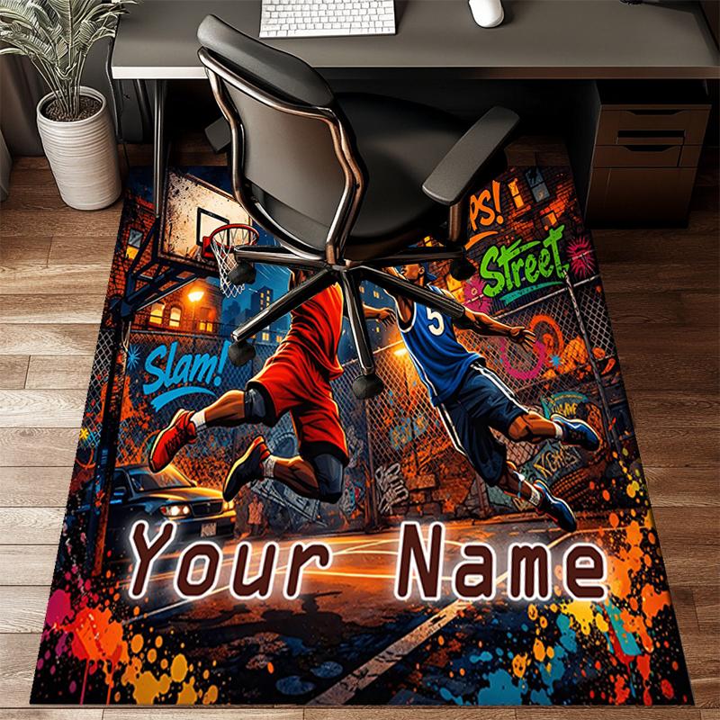 1PC Custom Name Street Basketball Dreams Theme Floor Mat Ideal for Living Room, Game Rooms, Office, Bedroom,Floor Mat Playful Design57