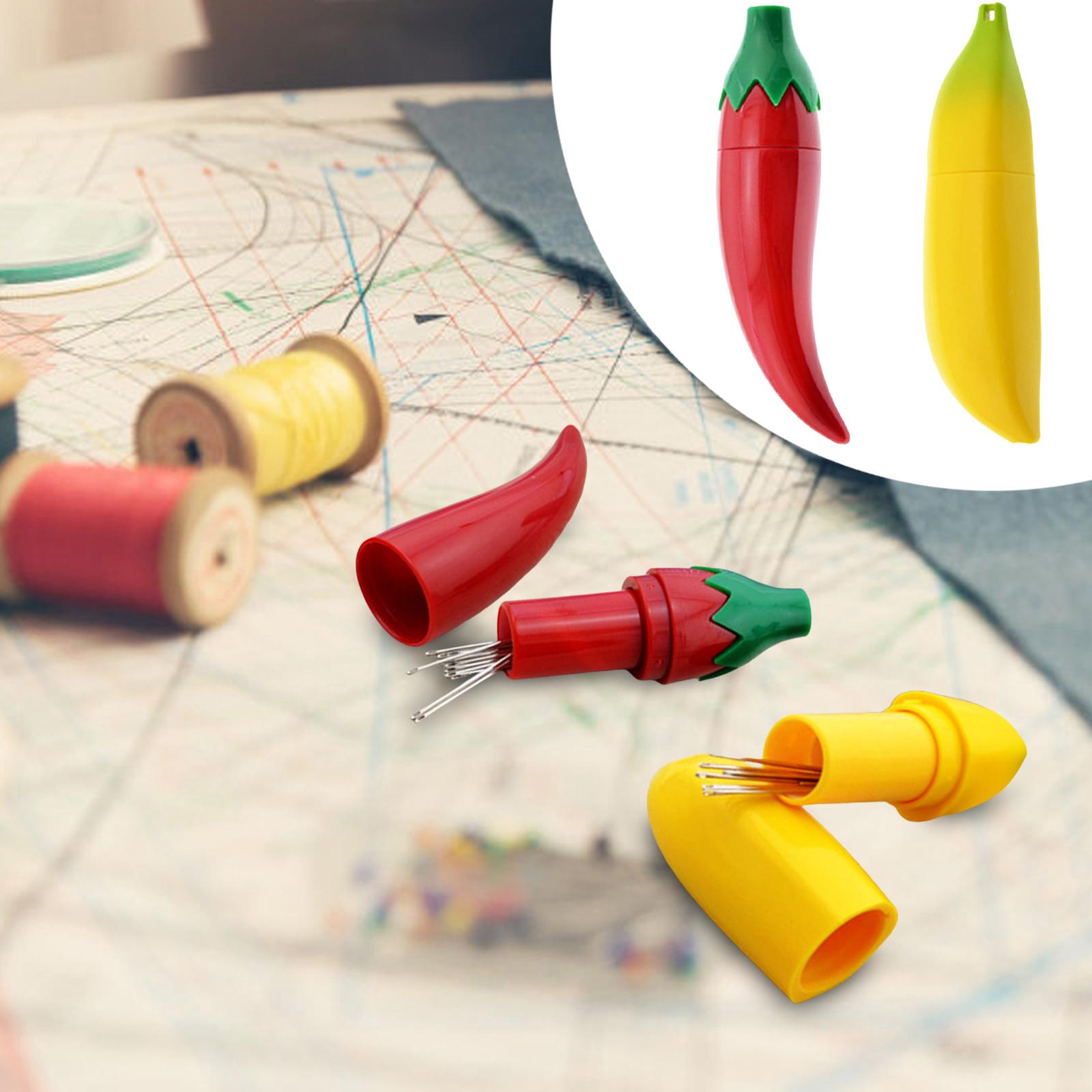 

2x Sewing Needle Tube Household Needlework Accessories Banana and Pepper Shaped Hand Sewing Needle Case for DIY Crafts Tools