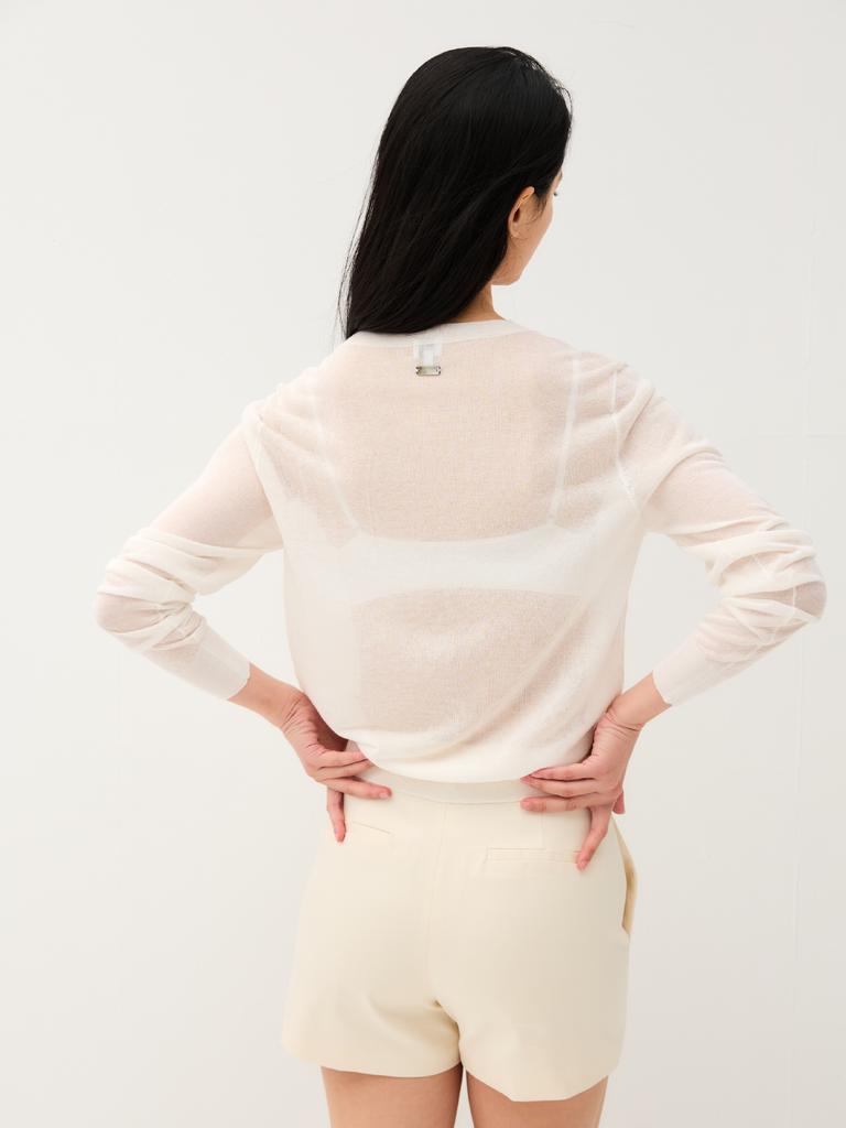 Antome Claire Linen Sheer Cardigan (White)