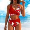 New Tropical Flower Plant Print Sexy Bikini Suit Vacation Casual Swimsuit Women