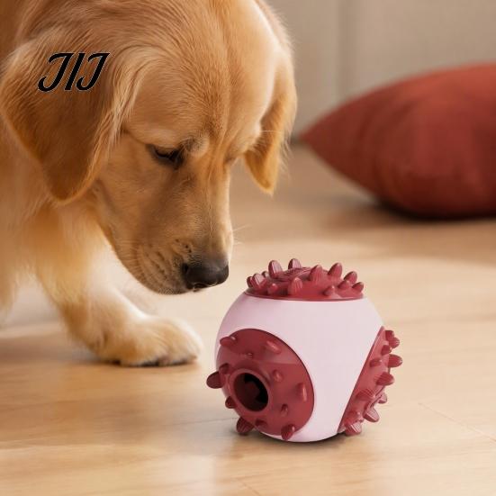 Tough Rubber Pet Toys Dog Treat Dispenser Ball, Interactive Chew Toy, Food Safe Dental Care Dispensing Puzzle Feeder, Teeth Cleaning Toy for