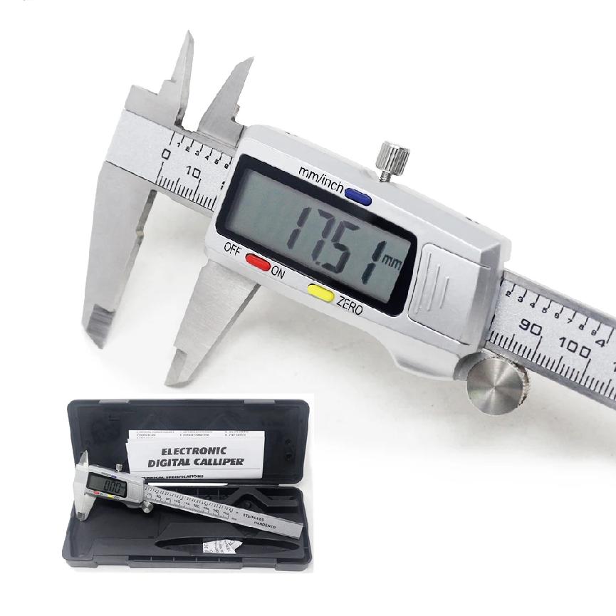 Paquímetro Digital de 6 Polegadas 150mm Micrômetro de Aço Inoxidável Ferramenta de Medição Régua de Profundidade Messschieber Paquimetro