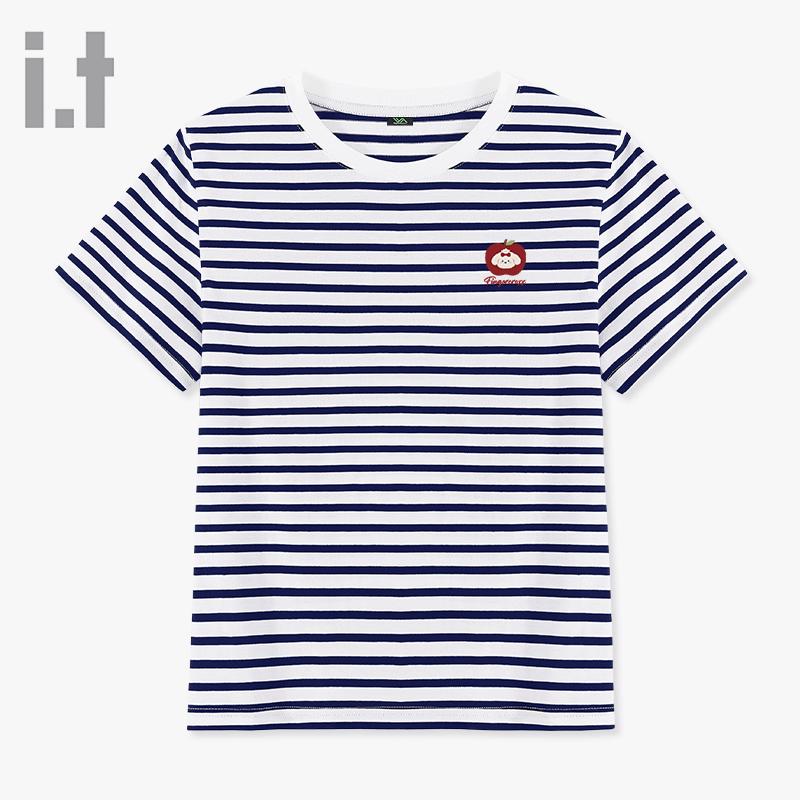 Fingercroxx IT 2026 Summer Women s Striped Cotton Loose T-Shirt M