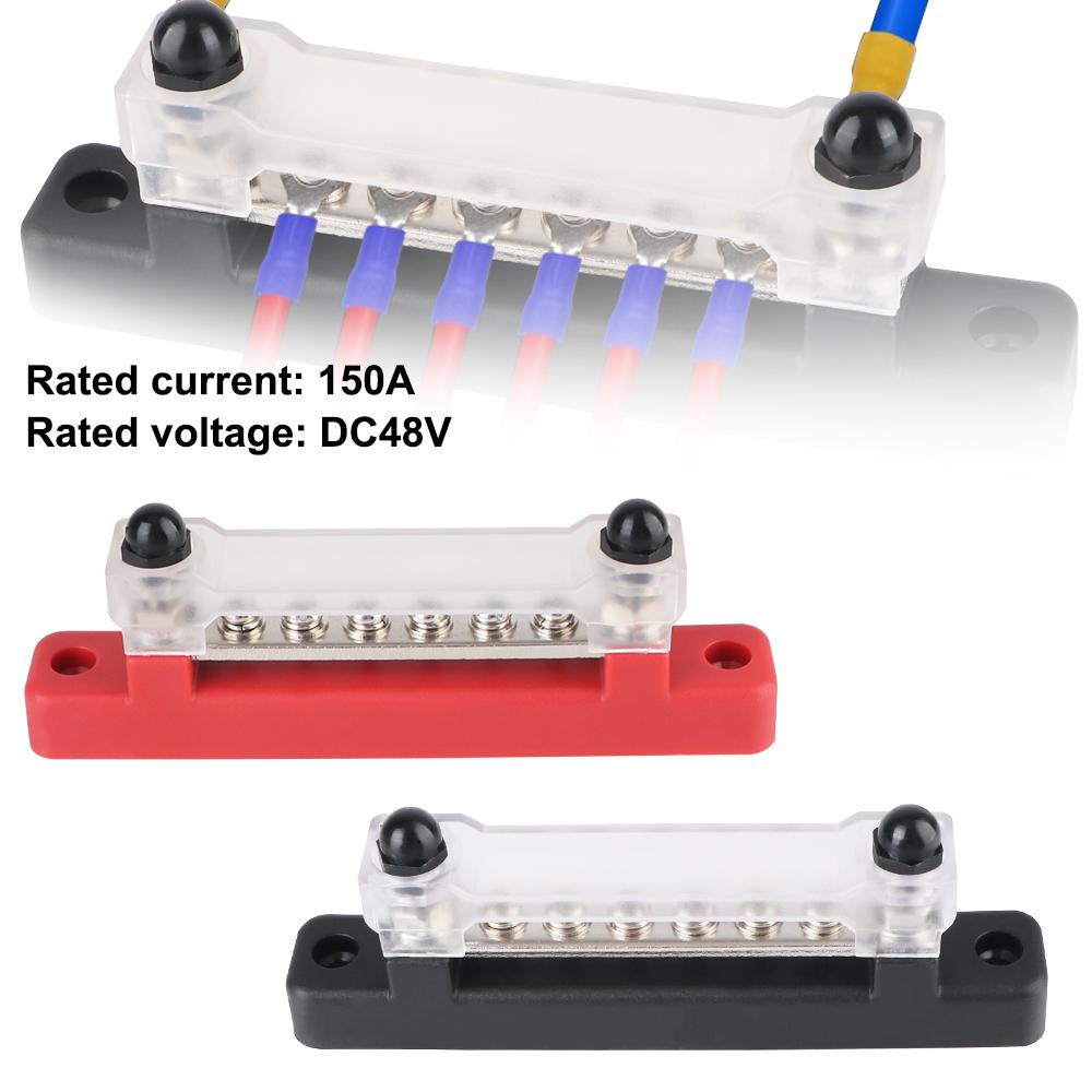 6 Ways RV Bus Bar Splitter 48V 150A Distribution Block Busbar For Boat Truck Car Fuse Socket Power Adapter Electronics Junction