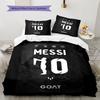 Lenjerie de pat cu model Lionel Messi Decorațiuni pentru casă Cadou de ziua de naștere (1 * husă de pilotă + 2 * fețe de pernă, fără miez),merchandise pentru fani.