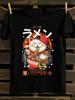 Japanese Ramen Cat Anime Graphic T-Shirt Mens Tshirt Womens Tshirts with Letters Print Short Sleeves T-Shirt Casual Street Tee Shirt Top