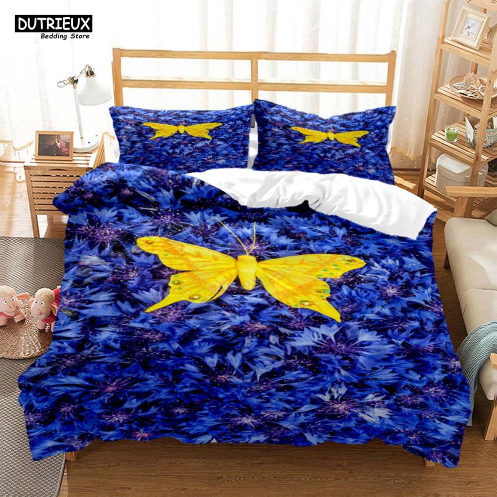 Simple And Atmospheric Butterfly Printed Bedding Soft And Comfortable Comforter Bedding Sets Complete Size Customizable